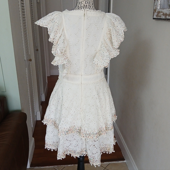 FARM RIO Eyelet patch beaded mini dress off-white - Picture 7 of 16